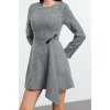 Womens Fashion Stylish Mini Length Crew Neck Regular Waist Open Flounce Detailed Woven Dress