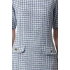 Womens Fashion Stylish Mini Length Crew Neck Regular Houndstooth Straight Cut Button Detailed Tweed Woven Dress