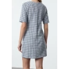 Womens Fashion Stylish Mini Length Crew Neck Regular Houndstooth Straight Cut Button Detailed Tweed Woven Dress