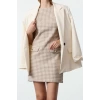Womens Fashion Stylish Mini Length Crew Neck Regular Houndstooth Straight Cut Button Detailed Tweed Woven Dress