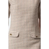 Womens Fashion Stylish Mini Length Crew Neck Regular Houndstooth Straight Cut Button Detailed Tweed Woven Dress