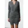 Womens Fashion Stylish Mini Length V Neck Regular Body-hugging Drape Detailed Woven Dress