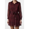 Women Fashion Stylish Mini Length Shirt Collar Regular Animal Woven Dress