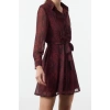 Women Fashion Stylish Mini Length Shirt Collar Regular Animal Woven Dress