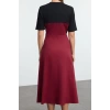 Women Fashion Stylish Midi Length Crew Neck Regular Plain Woven Dress