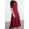 Women Fashion Stylish Midi Length Crew Neck Regular Plain Woven Dress