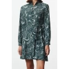 Women Fashion Stylish Mini Length Shirt Collar Regular Belted Shawl Pattern Lined Woven Shirt Dress