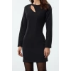 Women Fashion Stylish Mini Length Crew Neck Regular Bodycon Window Detailed Woven Dress
