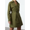 Womens Fashion Stylish Mini Length Shirt Collar Regular Waist Tunnel Detailed Cotton Woven Dress