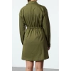 Womens Fashion Stylish Mini Length Shirt Collar Regular Waist Tunnel Detailed Cotton Woven Dress