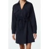 Womens Fashion Stylish Mini Length Shirt Collar Regular Waist Tunnel Detailed Cotton Woven Dress
