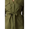 Womens Fashion Stylish Mini Length Shirt Collar Regular Waist Tunnel Detailed Cotton Woven Dress