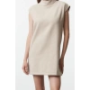 Women Fashion Stylish Mini Length Stand Collar Regular Straight Cut Woven Dress