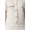 Women Fashion Stylish Mini Length Crew Neck Regular A Cut Button Detailed Tweed Woven Dress