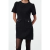Women Fashion Stylish Mini Length Crew Neck Regular A Cut Pocket Detailed Woven Dress