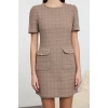 Women Fashion Stylish Mini Length Crew Neck Regular A Cut Pocket Detailed Woven Dress