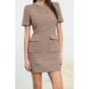 Women Fashion Stylish Mini Length Crew Neck Regular A Cut Pocket Detailed Woven Dress