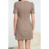 Women Fashion Stylish Mini Length Crew Neck Regular A Cut Pocket Detailed Woven Dress