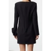 Women Fashion Stylish Mini Length Crew Neck Relaxed Straight Cut Rose Detailed Woven Dress