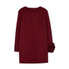 Women Fashion Stylish Mini Length Crew Neck Relaxed Straight Cut Rose Detailed Woven Dress
