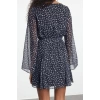 Womens Mini Length Crew Neck Regular Floral Patterned Skirt Opening at Waist Lined Woven Chiffon Dress