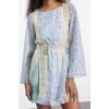 Womens Mini Length Crew Neck Regular Floral Patterned Skirt Opening at Waist Lined Woven Chiffon Dress