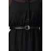 Womens Mini Length Regular Abstract Patterned Belted Skirt Opening at Waist Lined Chiffon Woven Dress
