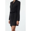 Women Fashion Stylish Mini Length Jacket Collar Regular Belted Shawl Collar Woven Jacket Dress
