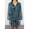 Women Fashion Stylish Mini Length V Neck Regular Floral Woven Dress