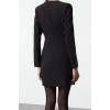 Women Fashion Stylish Mini Length Double Breasted Fitted Body-Smooth Stone Stripe Detailed Woven Dress