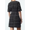 Women Fashion Stylish Mini Length Crew Neck Regular Plaid A Cut Bow Detailed Woven Tweed Dress