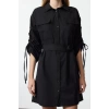 Womens Fashion Stylish Mini Length Shirt Collar Regular Pocket and Gather Detailed Woven Shirt Dress