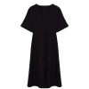 Women Fashion Stylish Midi Length V Neck Regular Angel Sleeve Detail A Cut Skirt Flounce Woven Dress