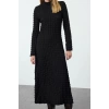 Women Fashion Stylish Maxi Length Crew Neck Regular Plain Textured A-Line Flexible Knitted Dress