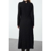 Women Fashion Stylish Maxi Length Crew Neck Regular Plain Textured A-Line Flexible Knitted Dress