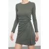 Women Fashion Stylish Mini Length Crew Neck Slim Fitted Bodycon Elastic Ribbed Knit Dress