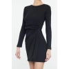 Women Fashion Stylish Mini Length Crew Neck Slim Fitted Bodycon Elastic Ribbed Knit Dress