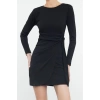 Women Fashion Stylish Mini Length Crew Neck Slim Fitted Bodycon Elastic Ribbed Knit Dress