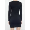Women Fashion Stylish Mini Length Crew Neck Slim Fitted Bodycon Elastic Ribbed Knit Dress