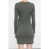 Women Fashion Stylish Mini Length Crew Neck Slim Fitted Bodycon Elastic Ribbed Knit Dress