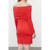 Womens Mini Length Carmen Collar Slim Soft Touch Soft Fabric Fitted Body-Smoothing Flexible Knit Dress