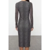 Womens Midi Length Crew Neck Slim Animal Printed Fitted Body-Smooth Foam Fabric Flexible Knit Dress