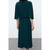Women Fashion Stylish Maxi Length V Neck Regular Plain Cape Elastic Knitted Dress