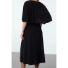 Women Fashion Stylish Maxi Length V Neck Regular Plain Cape Elastic Knitted Dress