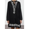 Women Fashion Stylish Mini Length V Neck Regular Balloon Sleeve Printed A-line Bell Drop Knitted Dress