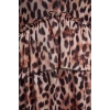 Womens Mini V Neck Relaxed Leopard Printed Ruffle Detailed A Line Bell Cut Balloon Sleeve Knitted Dress