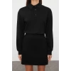 Women Fashion Stylish Mini Length Polo Collar Regular Plain Fitted Knitted Dress