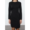 Womens Mini Length Crew Neck Slim Plain Gathered Drape Detailed Bodycone Body-Smoothing Flexible Knitted Dress