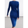 Women Fashion Stylish Midi Length V Neck Slim Limited Edition Knitwear Bodycone Dress