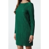 Women Fashion Stylish Mini Length Boat Neck Regular Plain Pleated Lined Shift Knit Dress